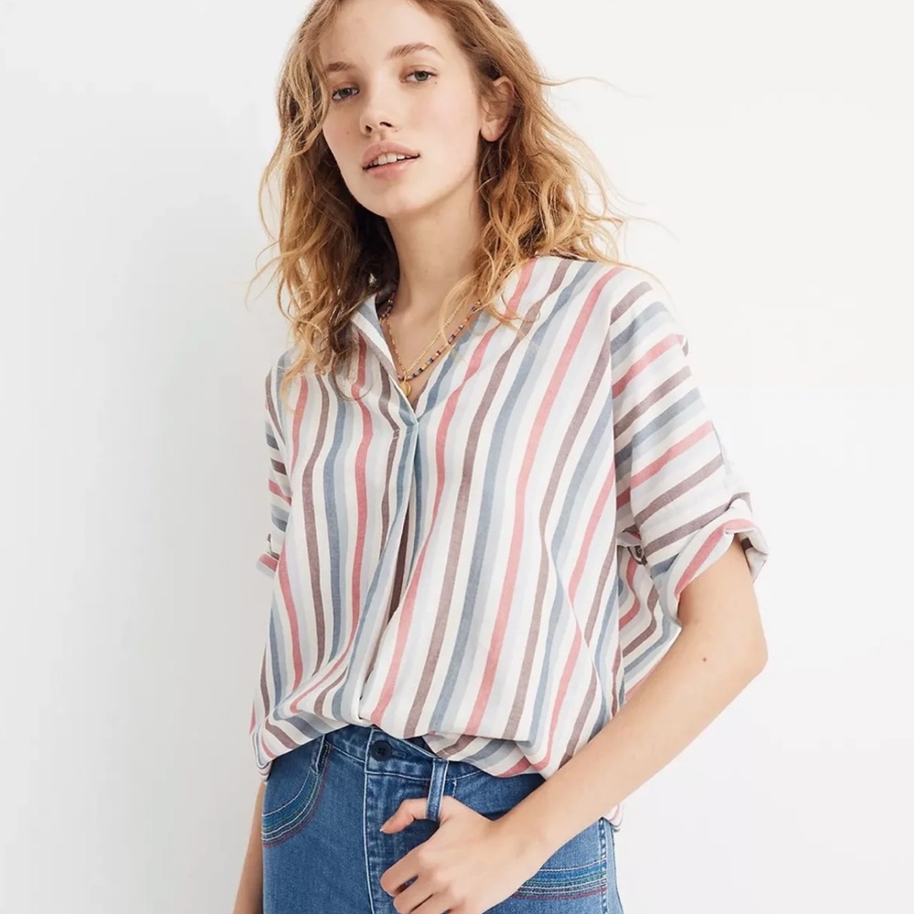 Courier button-back striped shirt